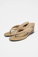 SPLIT LEATHER WEDGE SANDALS