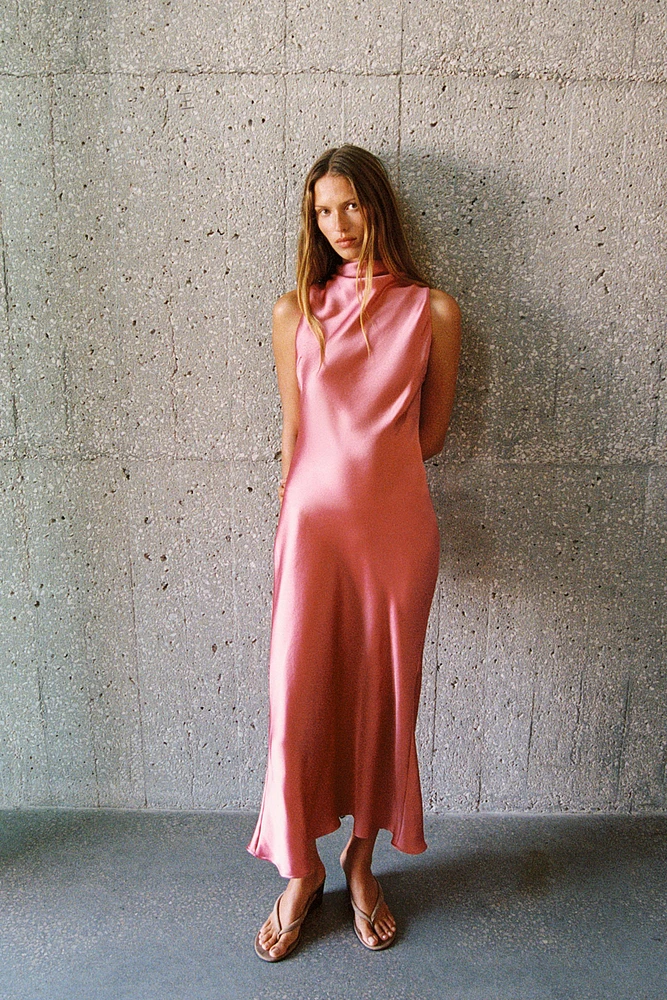 SATIN MIDI DRESS