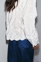 ZW COLLECTION RUCHED EMBROIDERED BLOUSE