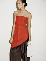 Top long asymétrique en cuir et daim - Limited Edition