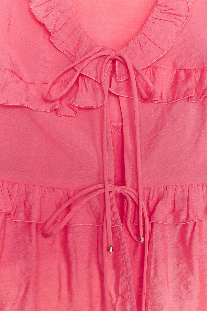 RUFFLED TIE TOP