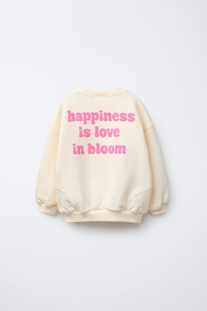 FLORAL EMBROIDERED TEXT SWEATSHIRT