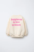 FLORAL EMBROIDERED TEXT SWEATSHIRT