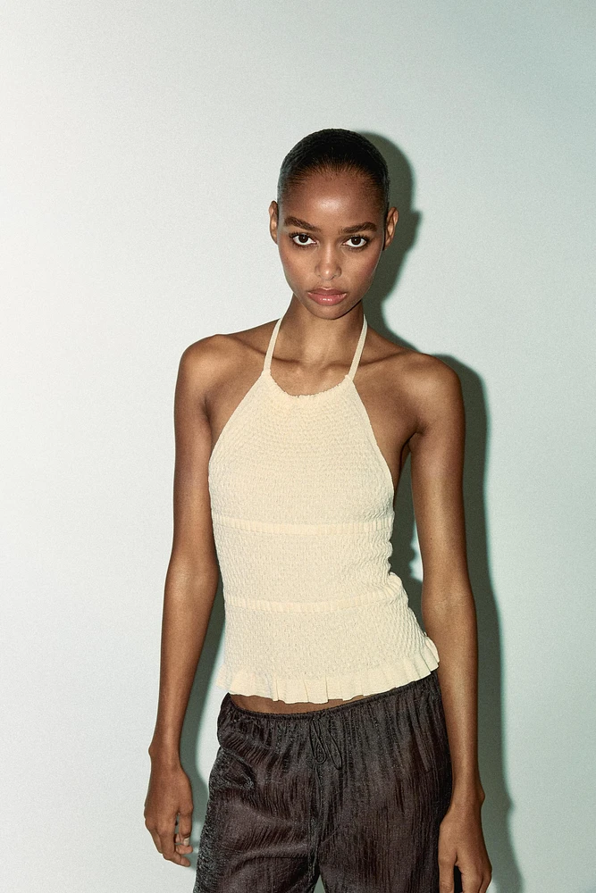 PANTALON SEMI-TRANSPARENT FROISSÉ
