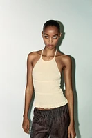 PANTALON SEMI-TRANSPARENT FROISSÉ