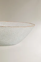 RAISED GLASS SALAD BOWL WITH A GOLDEN RIM