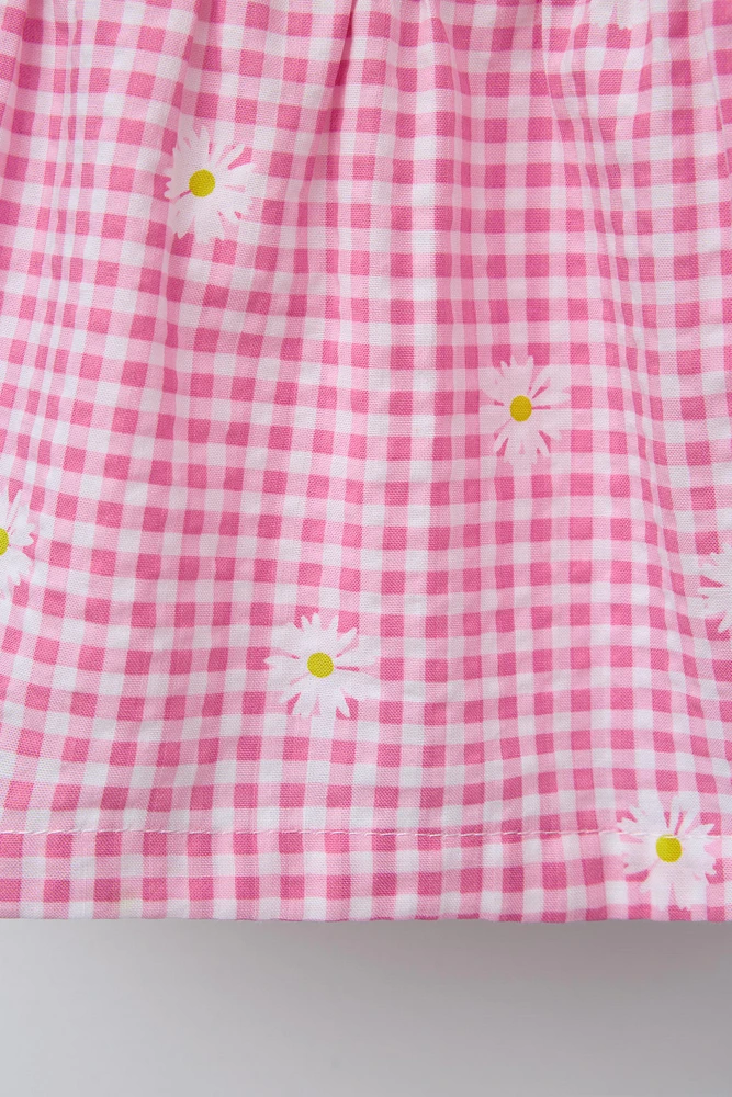 ROBE À CARREAUX VICHY FLEURS