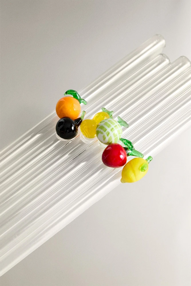 LOT PAILLES VERRE RECYCLABLE FIGURES FRUITS (LOT DE 6)