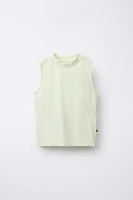 PLAIN SLEEVELESS T-SHIRT WITH LABEL