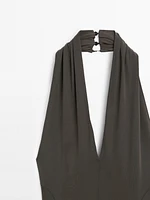 Robe longue fluide à encolure américaine - STUDIO