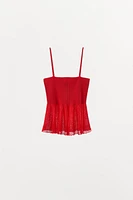 MATCHING RIB KNIT RUFFLE TOP