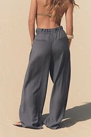 FLOWY PAPERBAG BELTED PANTS