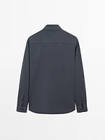 Cotton blend regular fit twill shirt