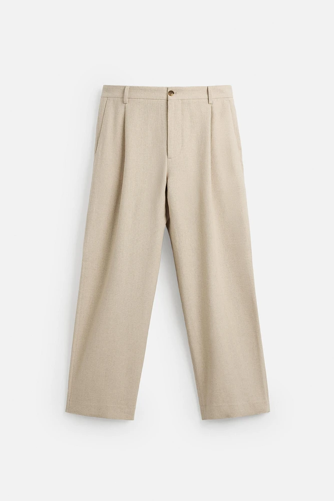 PANTALON LIN - COTON PLIS