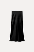 SATIN EFFECT MIDI SKIRT