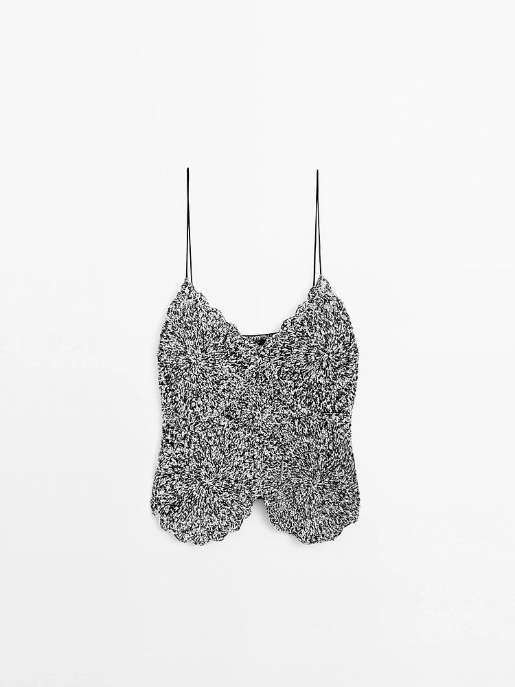 Top crochet en maille moulinée
