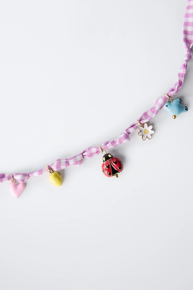 GINGHAM BEAD NECKLACE