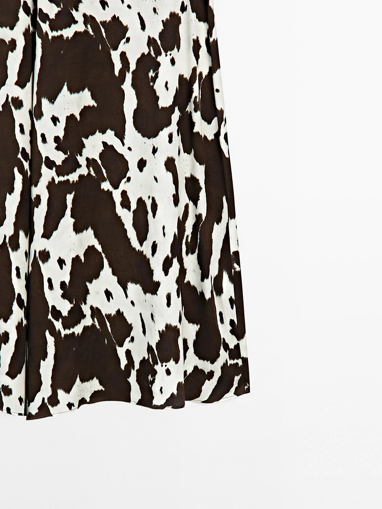 Jupe midi ample à imprimé animal