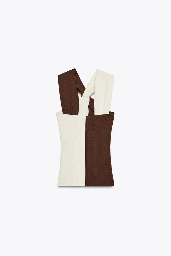 TOP HALTER EN MAILLE