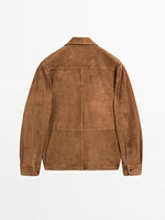 Chemise légère en cuir finition daim