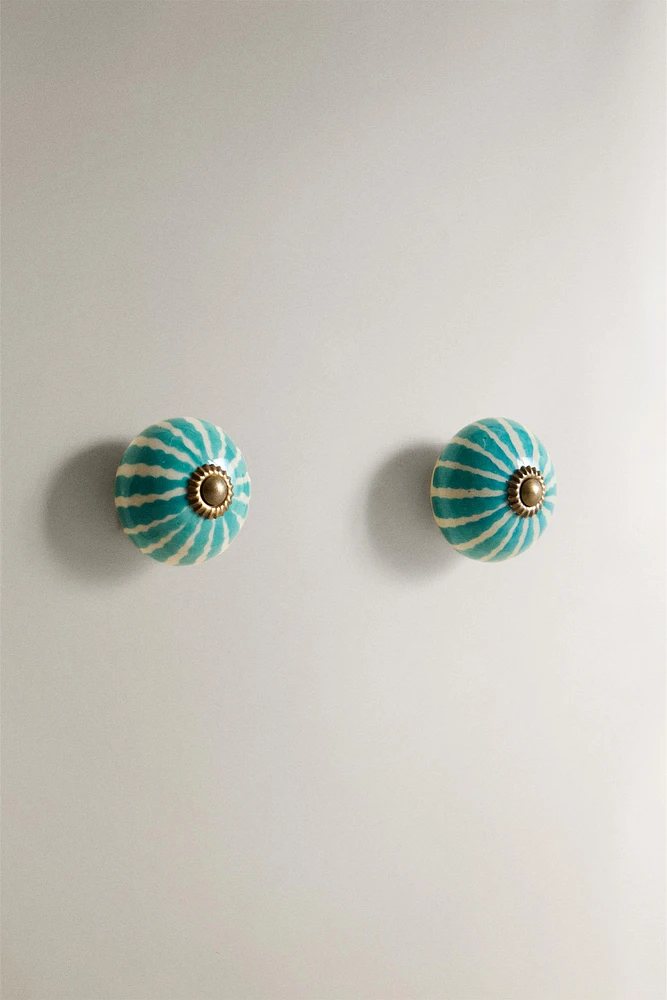 LOT BOUTONS DE PORTE CÉRAMIQUE FLEUR (LOT DE 2)