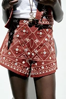 EMBROIDERED MIRROR SHORTS
