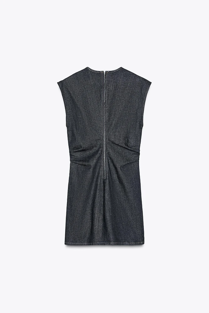 ROBE COURTE EN DENIM TRF DRAPÉE