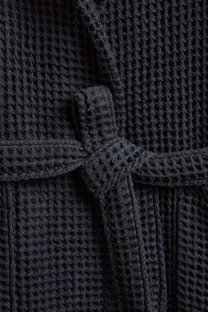 COTTON WAFFLE-KNIT BATHROBE