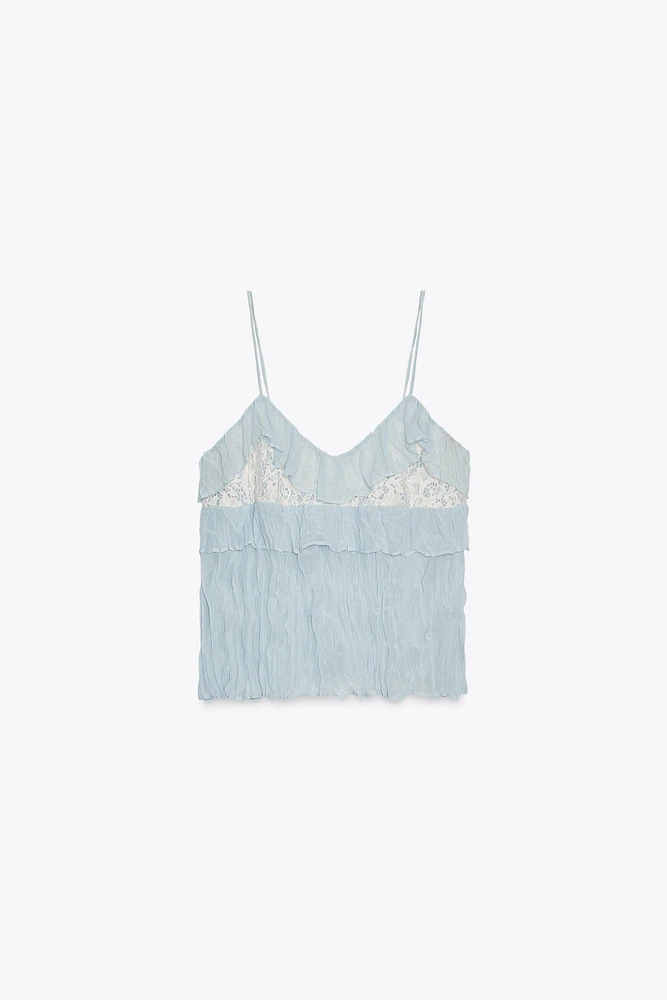 RUFFLED CRINKLE EFFECT TOP