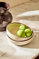 PORCELAIN BOWL WITH ANTIQUE FINISH RIM