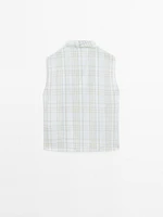 Draped neck check top