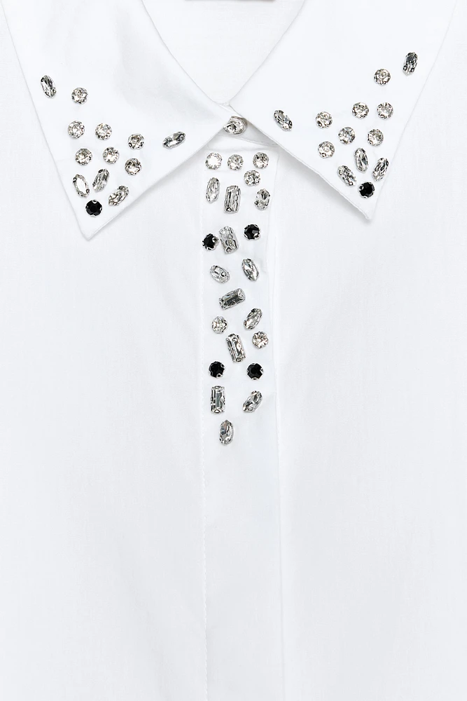 JEWEL COLLAR POPLIN SHIRT