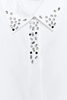 JEWEL COLLAR POPLIN SHIRT