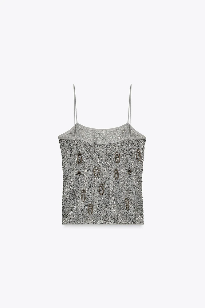 ZW COLLECTION EMBROIDERED BEADED TOP