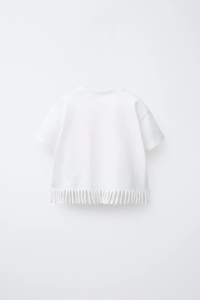 T-SHIRT BRODÉ À FRANGES