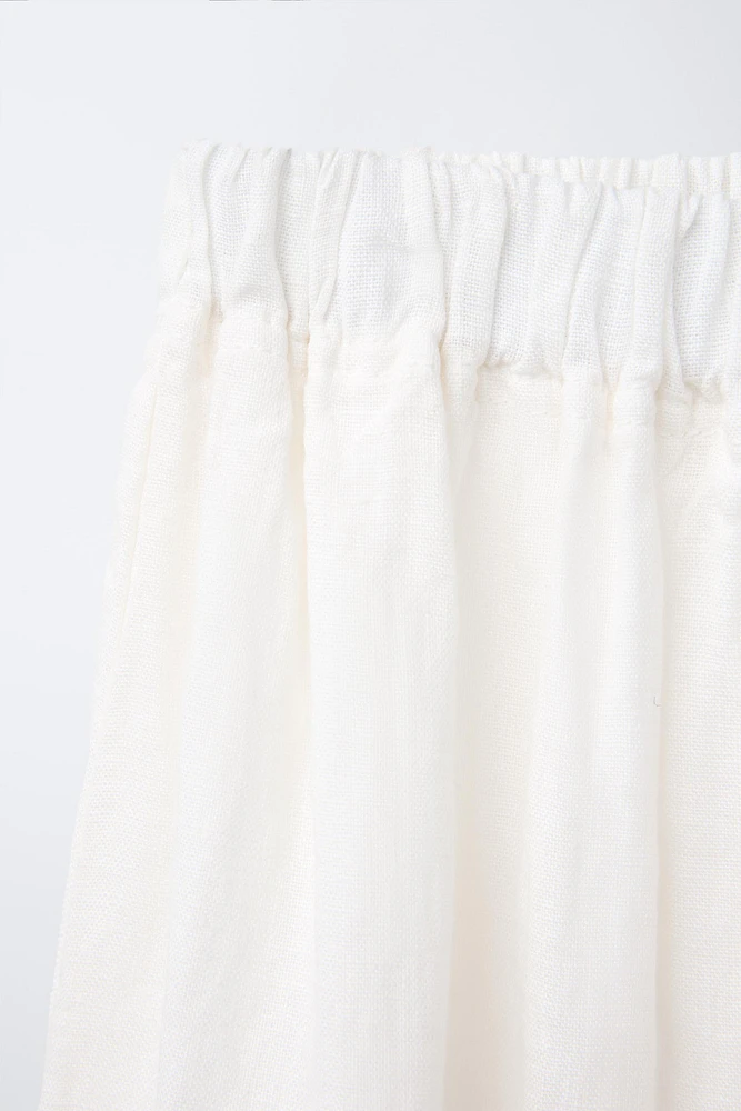 100% LINEN MIDI SKIRT
