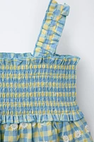 ROBE À CARREAUX VICHY ET FLEURS