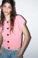 HEART BUTTON KNIT TOP
