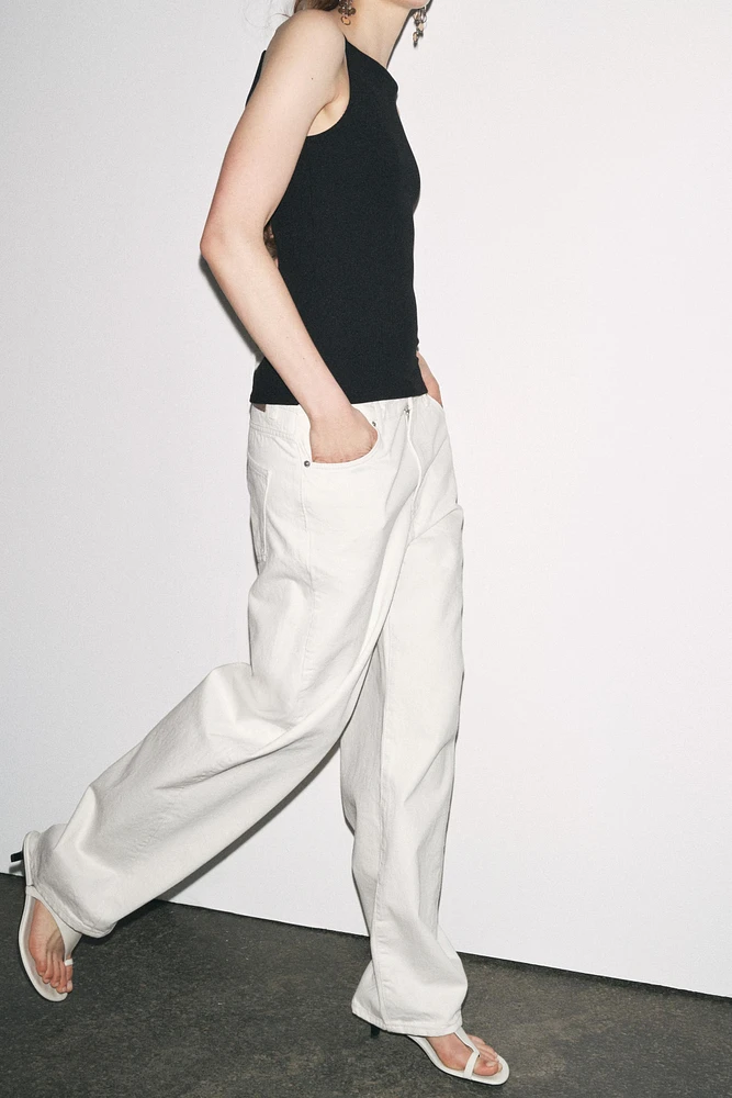 RIB KNIT POLYAMIDE STRAPPY TOP