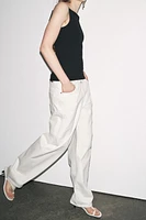 RIB KNIT POLYAMIDE STRAPPY TOP
