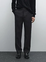 100% linen tapered fit trousers