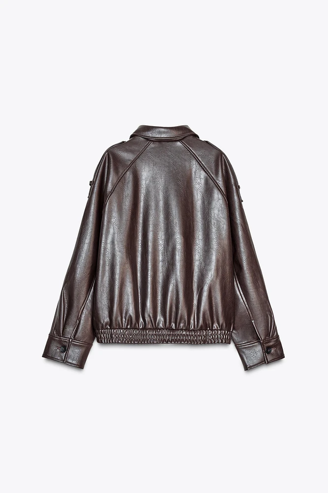 BLOUSON BOMBER MATIÈRE SYNTHÈTIQUE