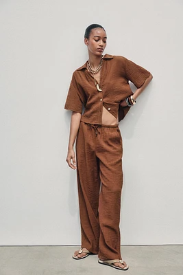 ELASTIC WAIST WIDE LEG PANTS
