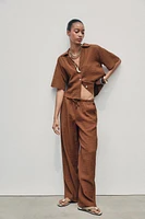 ELASTIC WAIST WIDE LEG PANTS