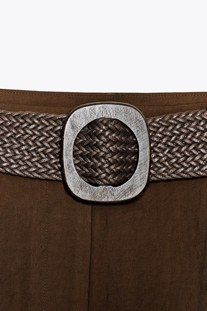 PLEATED BELT SHORTS