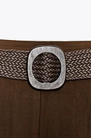 PLEATED BELT SHORTS