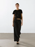 T-shirt en maille ajourée de lin mélangé