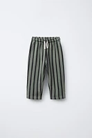 STRIPED FLEECE STRAIGHT-LEG PANTS