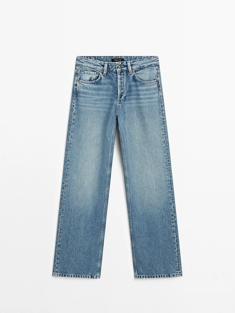 Jean large mid-rise à clous