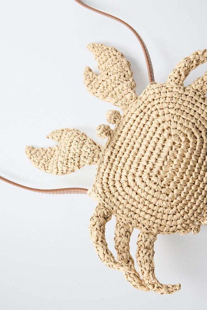 SAC BANDOULIÈRE CRABE EFFET RAPHIA